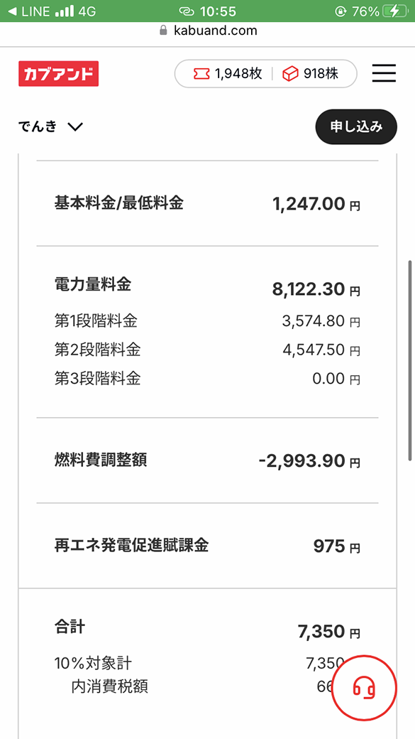 電気料金の明細